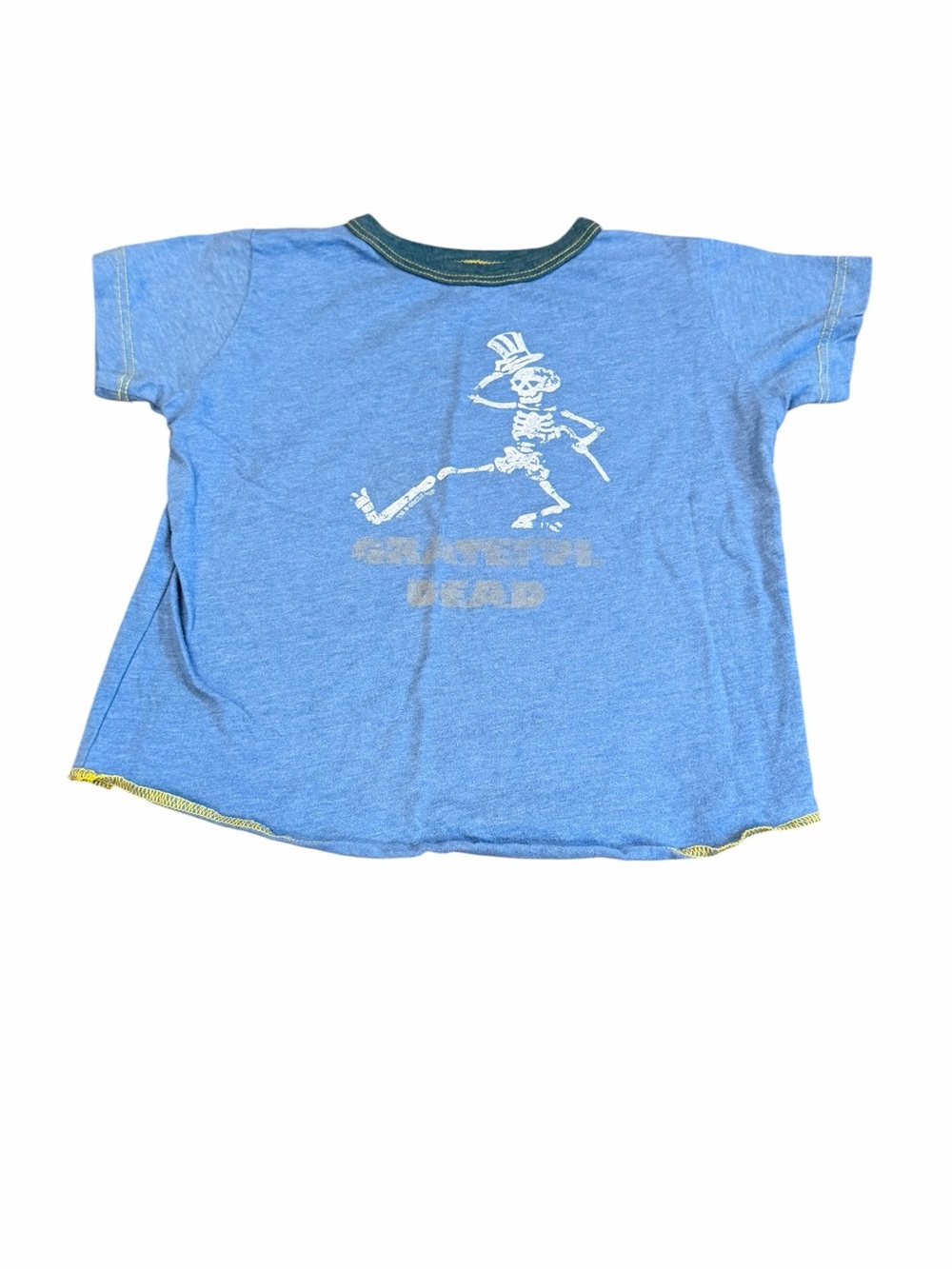Rowdy Sprout, Light Blue Short Sleeve Tee with Skeleton Graphic, Size 2T